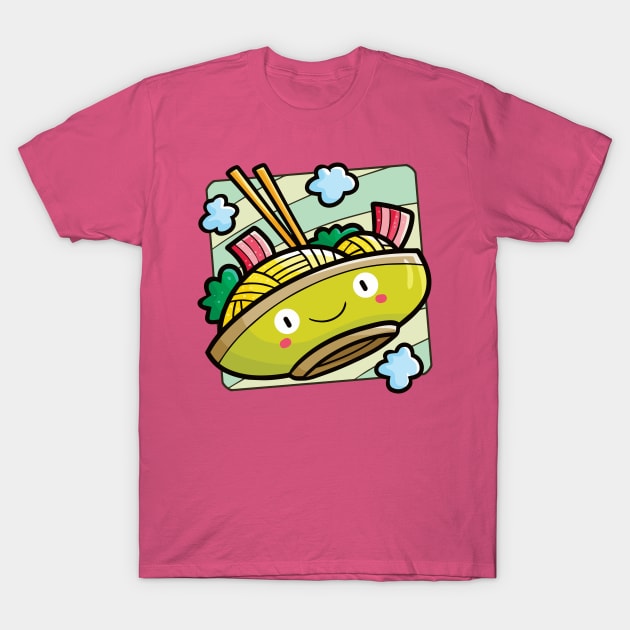 Green Bowl Noodle T-Shirt by Jocularity Art